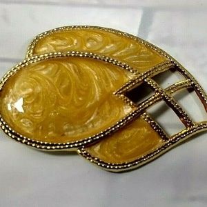 Vintage Day-Lor Belt Buckle Yellow Enamel Goldtone